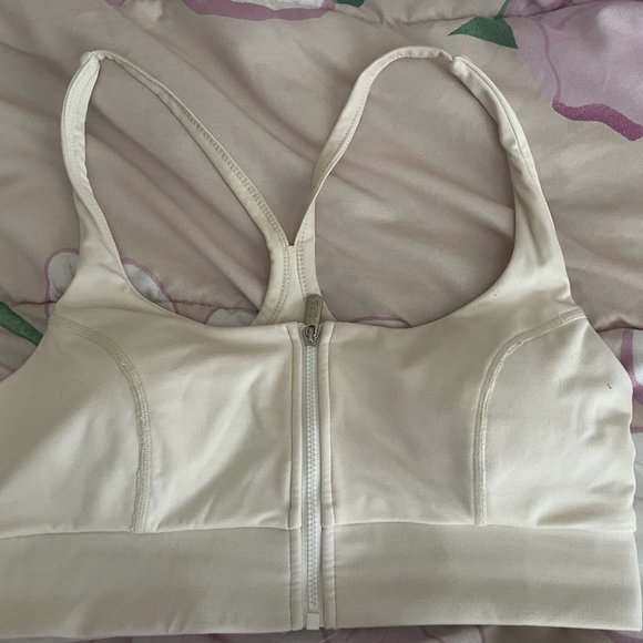 Popflex Active Don't Sweat It Zip Bra - Ivory - Picture 1 of 1